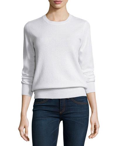 Long-sleeve Crewneck Cashmere Sweater,
