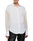 Sequined Poplin Button-front