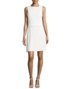 Sleeveless High-neck Sheath Dress W/ Fringed Trim