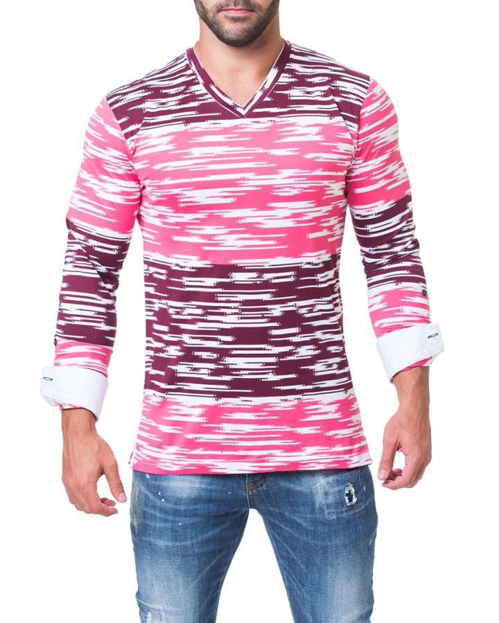 Men's Edison Black Pink V-neck
