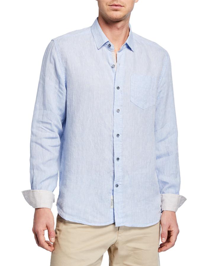 Men's Solid Linen Long Sleeve