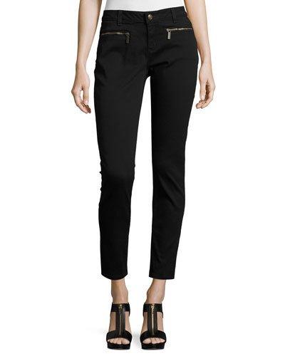 Zip-pocket Skinny Jeans, Black