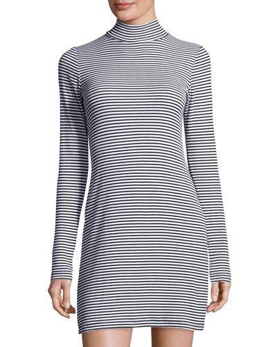 Maddox Turtleneck Shift Dress, Black/white