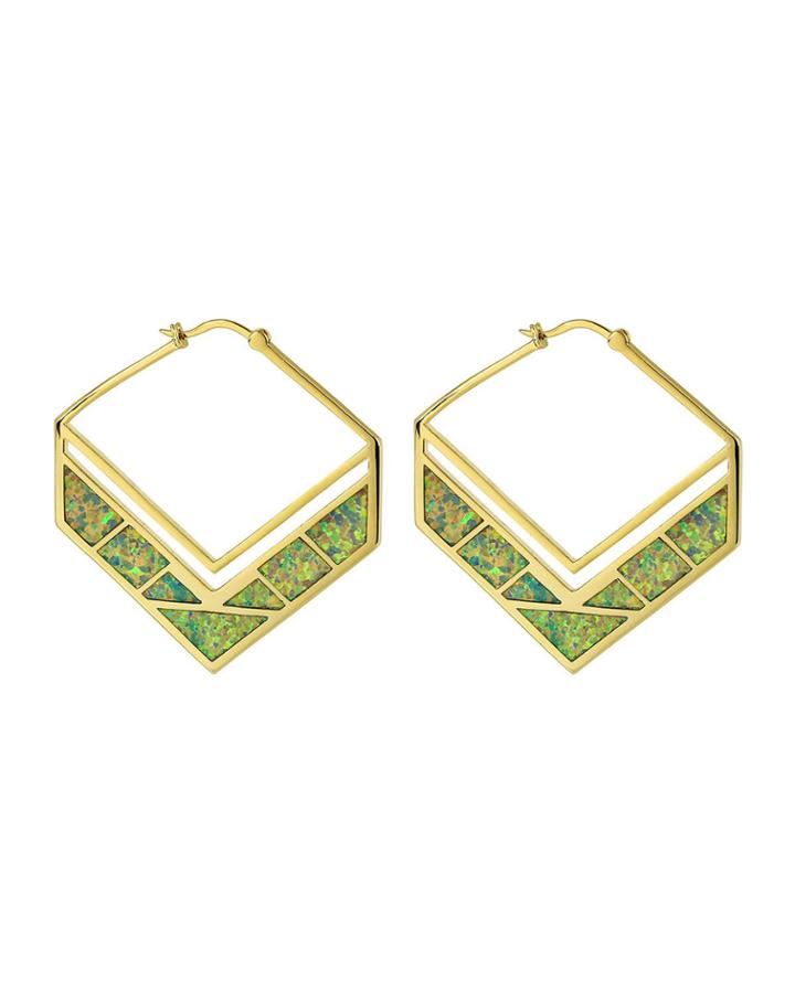 Opalescent V-hoop Earrings