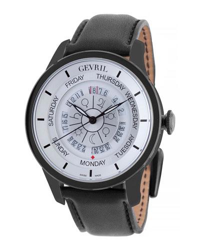 45mm Men's Columbus Circle Automatic Watch W/ Leather