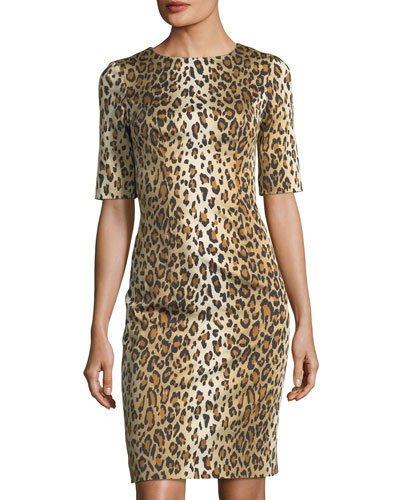 Half-sleeve Leopard-print