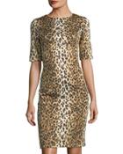 Half-sleeve Leopard-print