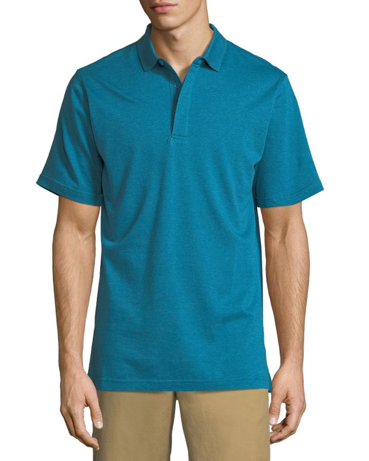 Heathered Cotton Hidden-button Polo
