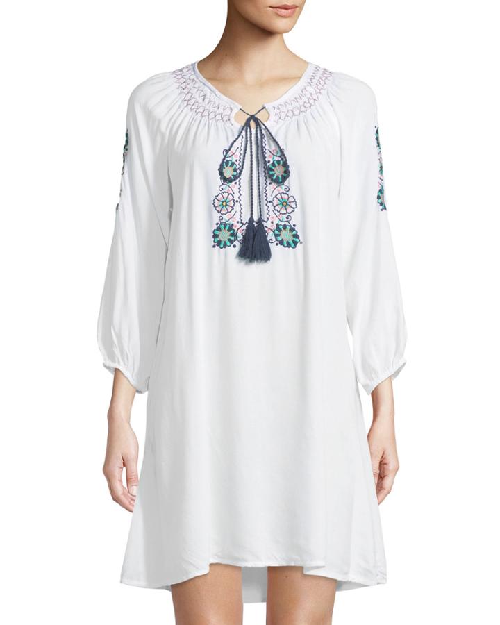 Long-sleeve Embroidered Peasant Dress