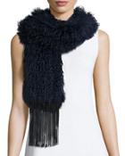 Fur Scarf W/leather Fringe