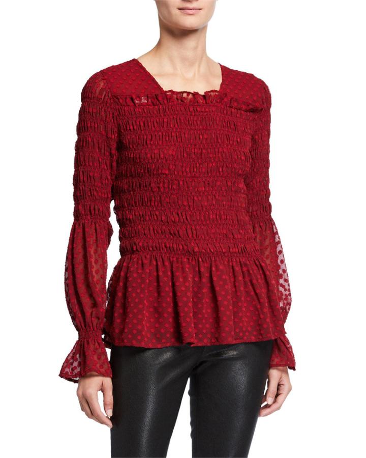 Francina Smocked Long-sleeve Top