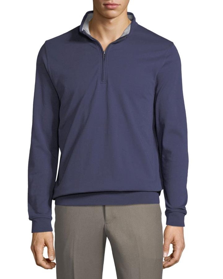 Men's Mock-neck Jersey Sweatshirt, Navy