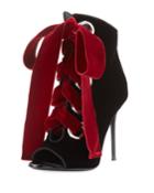 Velvet Lace-up Peep-toe