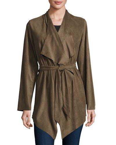 Faux-suede Belted Jacket, Green
