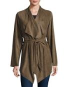 Faux-suede Belted Jacket, Green