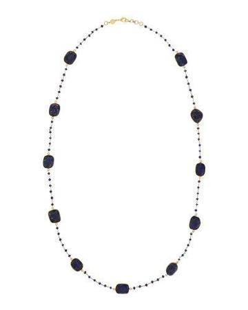 Long 14k Gold-filled Lapis Station Necklace