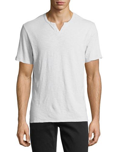 Short-sleeve Slub Henley Tee