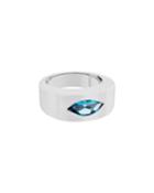 18k White Gold Blue Topaz Ring,