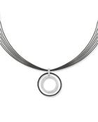 Noir Multi-strand Nk W/ Diamond Circle Pendant, Black