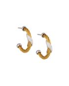 Classique Yellow Steel & 18k Diamond Twist Hoop Earrings, Yellow