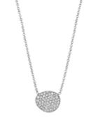 Diamond Pave Oval Shaped Pendant On Plain Chain