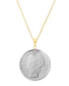 Two-tone 14k Italian Lira Pendant Necklace