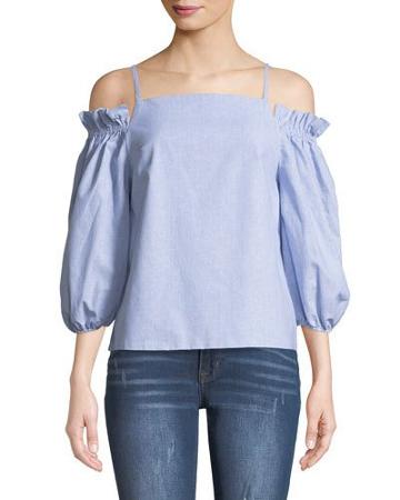 Smocked Cold-shoulder Blouse