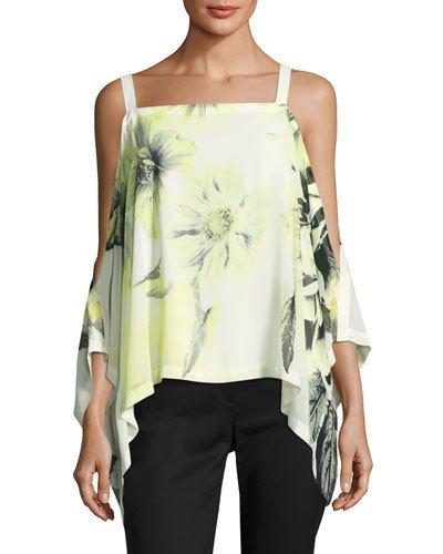 Floral-printed Cold-shoulder Blouse