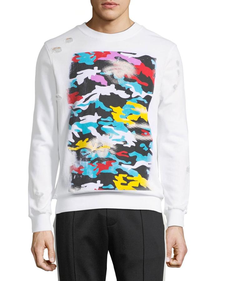 Men's Camo Graphic Distressed Pullover