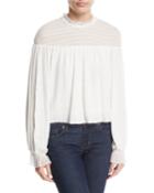 Josephine Smocked Tonal-stripe Ruffle Top