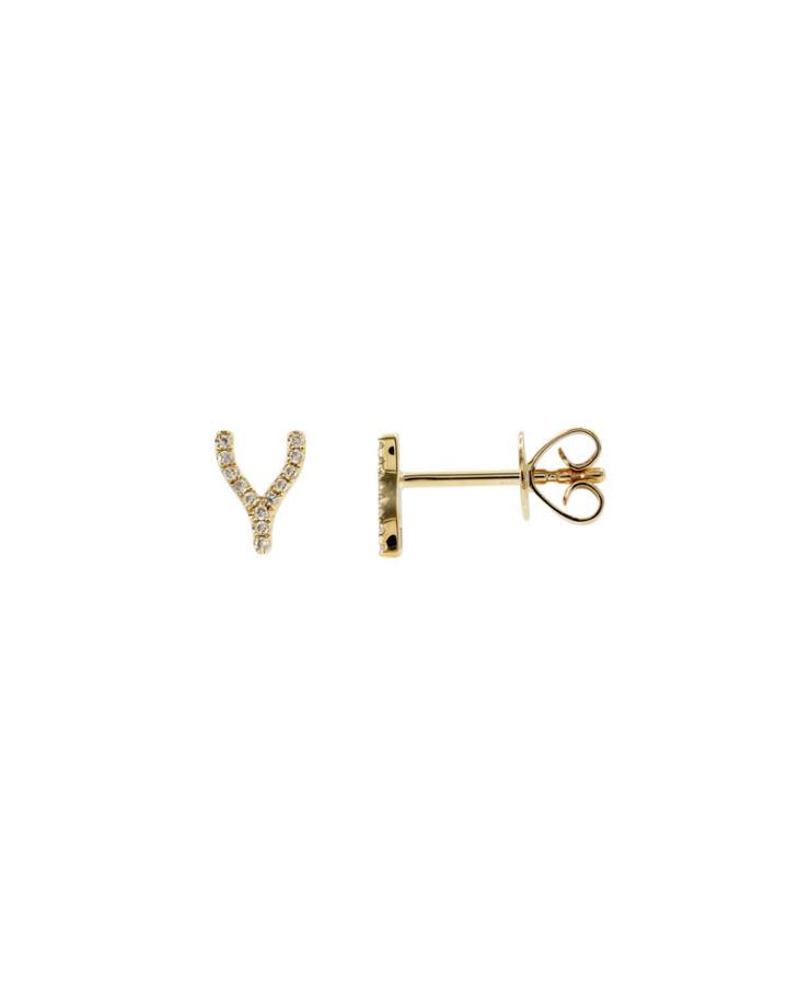 14k Gold Pave Diamond Wishbone