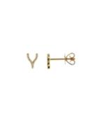 14k Gold Pave Diamond Wishbone