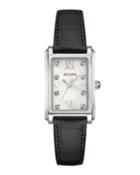 21mm Rectangle Leather Watch, Black