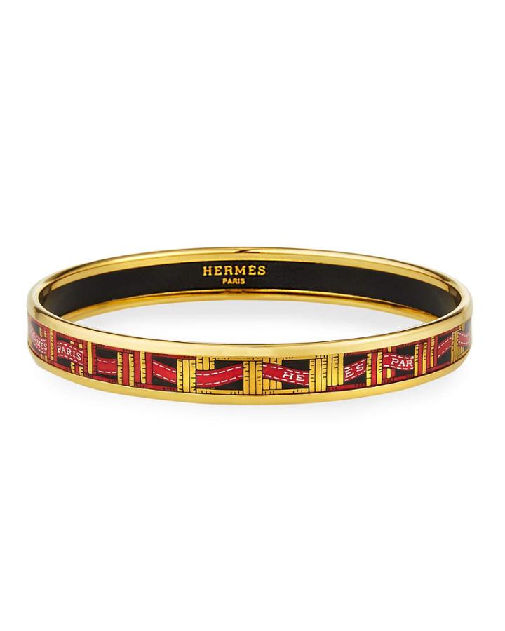 Estate Thin Logo Text Enamel Bracelet, Black