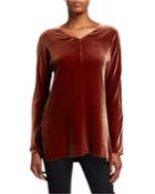 Thurmen V-neck Long-sleeve Velvet Blouse
