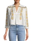 Lindzi Floral-embroidered Peasant Blouse