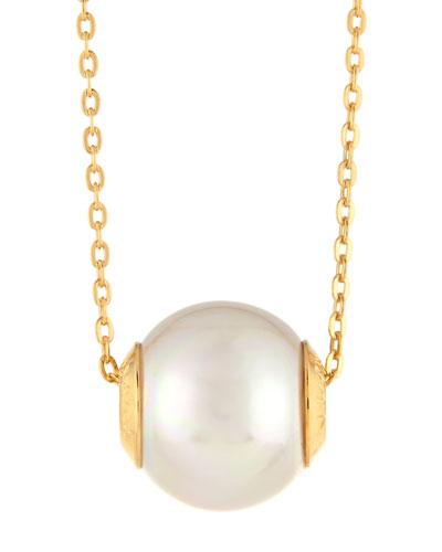 Golden White Pearl Pendant Necklace