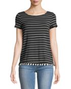 Striped Fringe-hem Tee