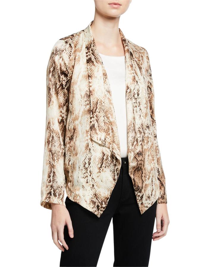 Snake-print Open-front Jacket