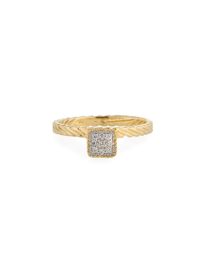 18k Gold Diamond Square Ring,