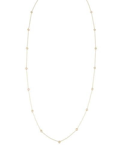18k Lollipop Mini Stone Station Necklace In Clear Quartz,