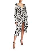 Zebra-print Crossover V-neck Dress