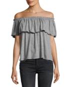 The Off-the-shoulder Ruffle Top, Gray
