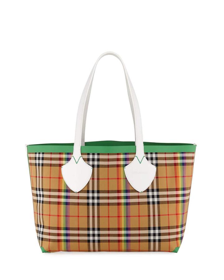Medium Giant Rainbow Vintage Check Tote Bag