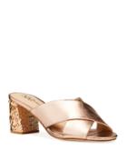 Metallic Jeweled Block Heel