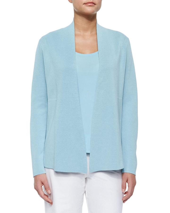 Petite Silk-blend Interlock Open-front Jacket