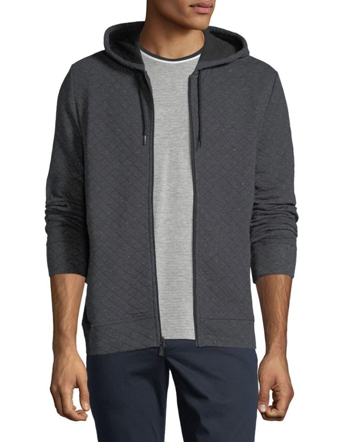 Men's Quilted Zip-front Hoodie