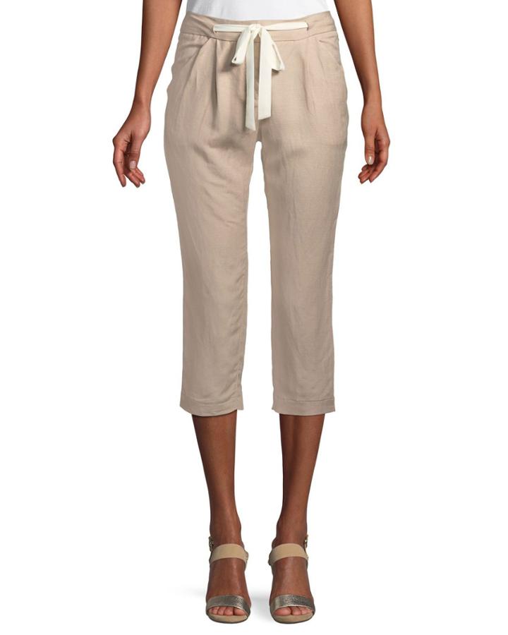 Tie-front Twill Culottes