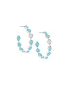 Simone Small Eternity Hoop Earrings, Blue Turquoise