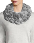 Rabbit Fur Pompom Neck Warmer, Gray